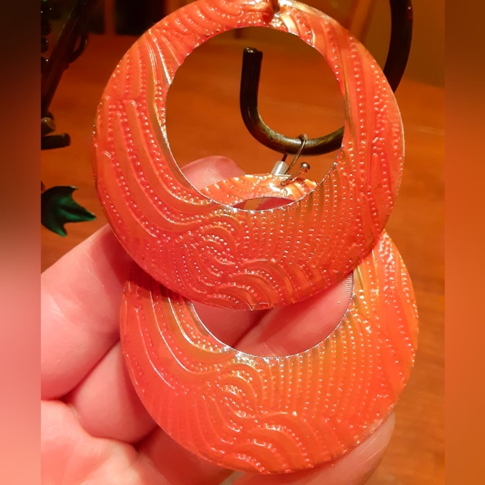 SOLD - Enameled hoop earrings